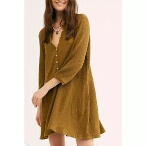 Free People Beach Blossom Button-Up Oversized T-Shirt Dress w Pockets